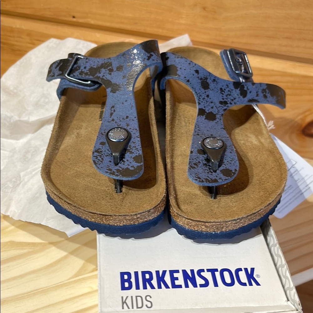 NWT Birkenstock Kids Gizeh Sandals - Blue EU 32 US Kids 1